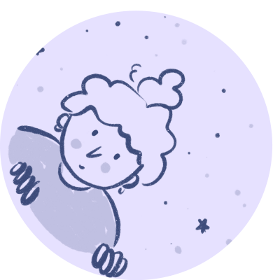 Ilustración mujer con moño y fondo estrellado (es un autorretrato de la propia autora María Giménez-Arnau)