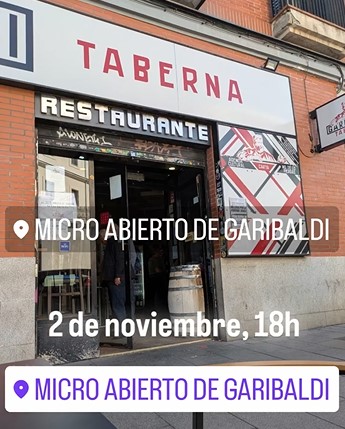 Imagen promocional del Micro Integrador de la taberna Garibaldi (Madrid) para el 2 de noviembre de 2025 a las 18h.